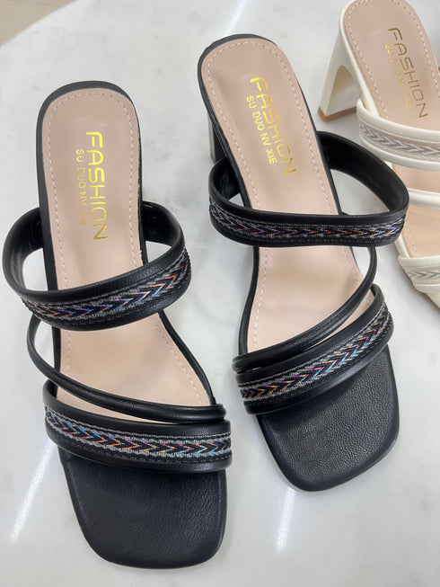 Vintage Double Strap Slid on Heels